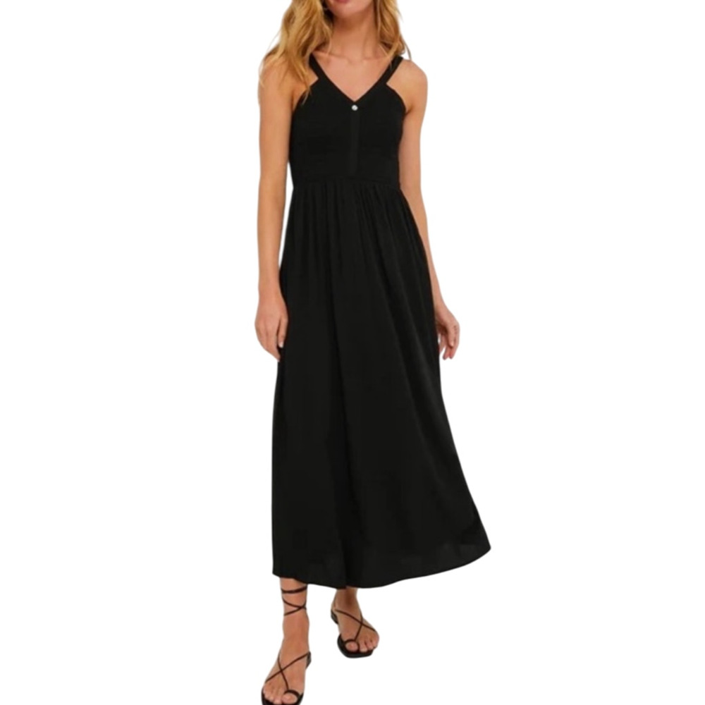 Tuckernuck Gillian Black Smocked Detail Sleeveless Maxi Dress Size Medium - Picture 4 of 13
